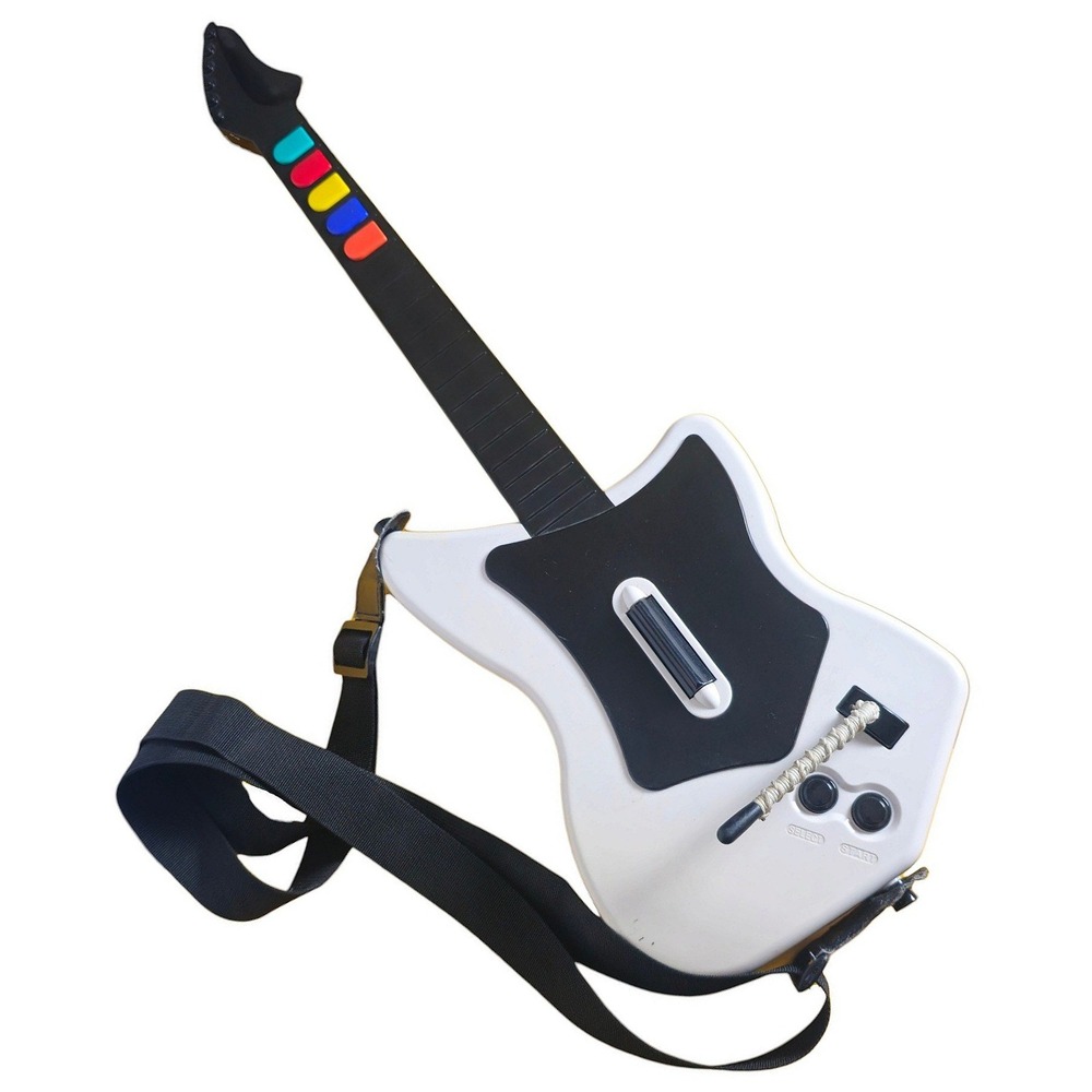 RedOctane Wireless Guitar Hero Controller PS2 White Black No Dongle Powers On